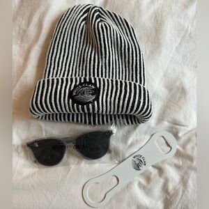 White Claw Beanie, Bottle Opener & Sunglasses